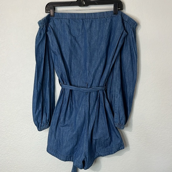 Free People Tangled in Willows Denim Romper Shorts M - Picture 6 of 7